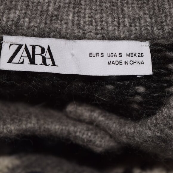 ZARA Alpaca Blend Fair Isle Relaxed Fit Button Sweater Size S - Picture 5 of 7